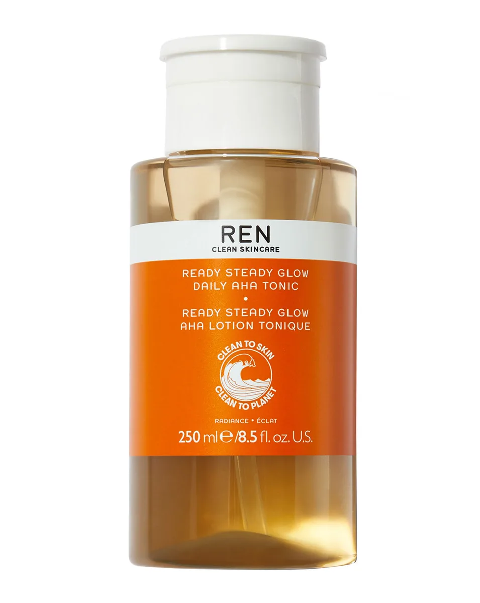 REN Clean Skincare Ready Steady Glow Daily AHA Tonic 250ml frosted bottle