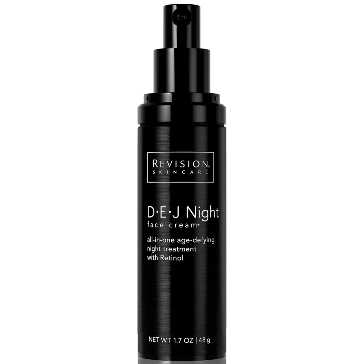 Revision Skincare DEJ Night Face Cream in dark airless pump bottle