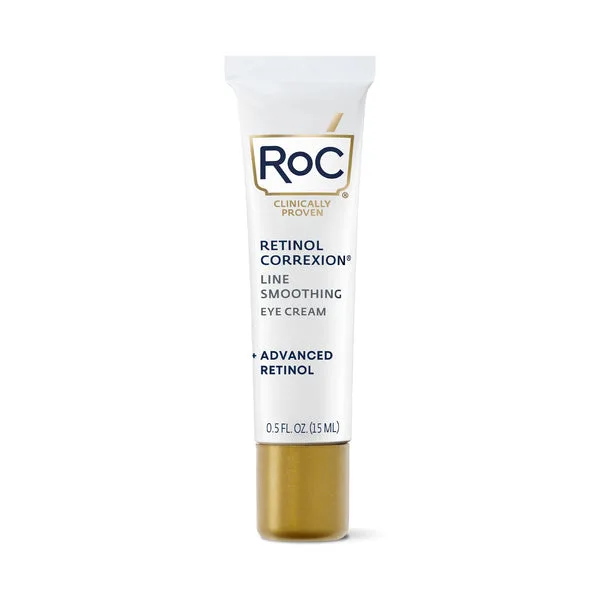 RoC Retinol Correxion Line Smoothing Eye Cream in a purple and gold tube