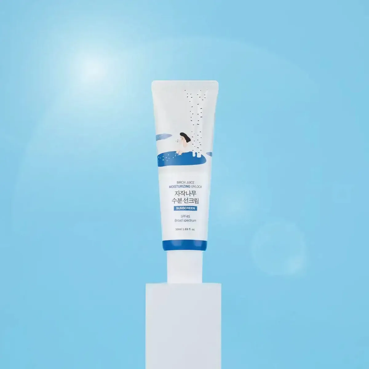 Round Lab Birch Juice Moisturizing Sun Cream SPF 50+ in a white plastic tube