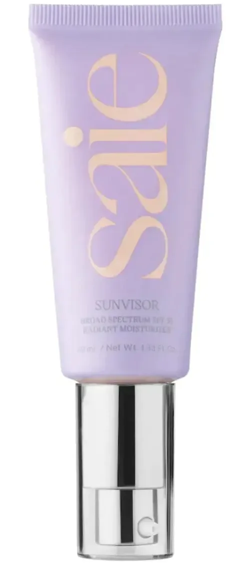 Saie Sunvisor Radiant Moisturizing Face Sunscreen SPF 35 tube with pump