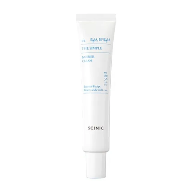 Scinic The Simple Barrier Cream 40ml tube — Korean minimalist barrier cream with madecassoside and macadamia oil