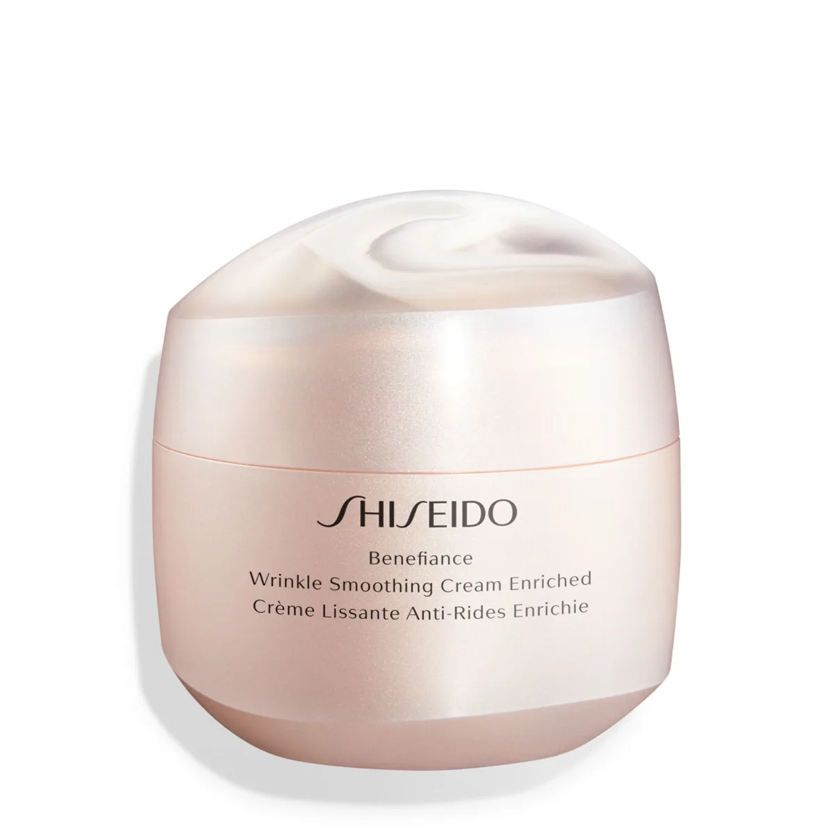Shiseido Benefiance Wrinkle Smoothing Enriched Cream in a luxurious glass jar