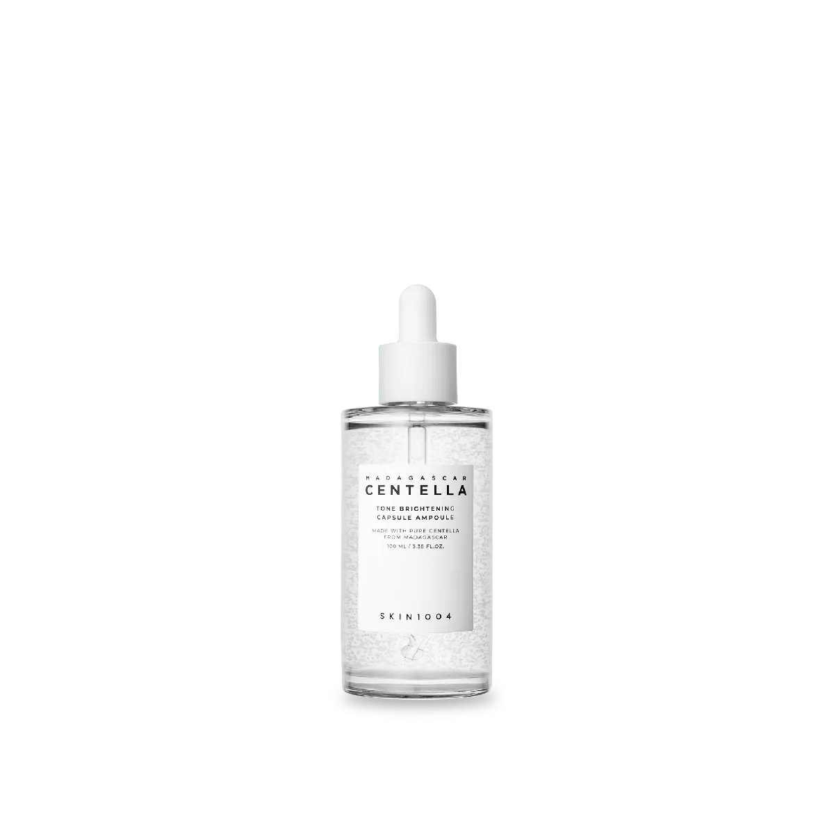 SKIN1004 Madagascar Centella Tone Brightening Capsule Ampoule glass dropper bottle with white capsule particles visible