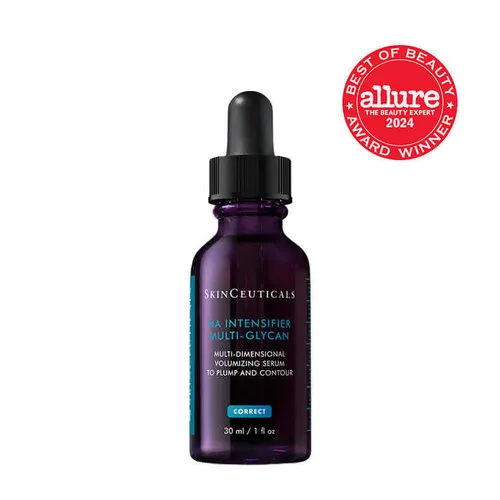 SkinCeuticals Hyaluronic Acid Intensifier Multi-Glycan serum in frosted glass bottle with dropper