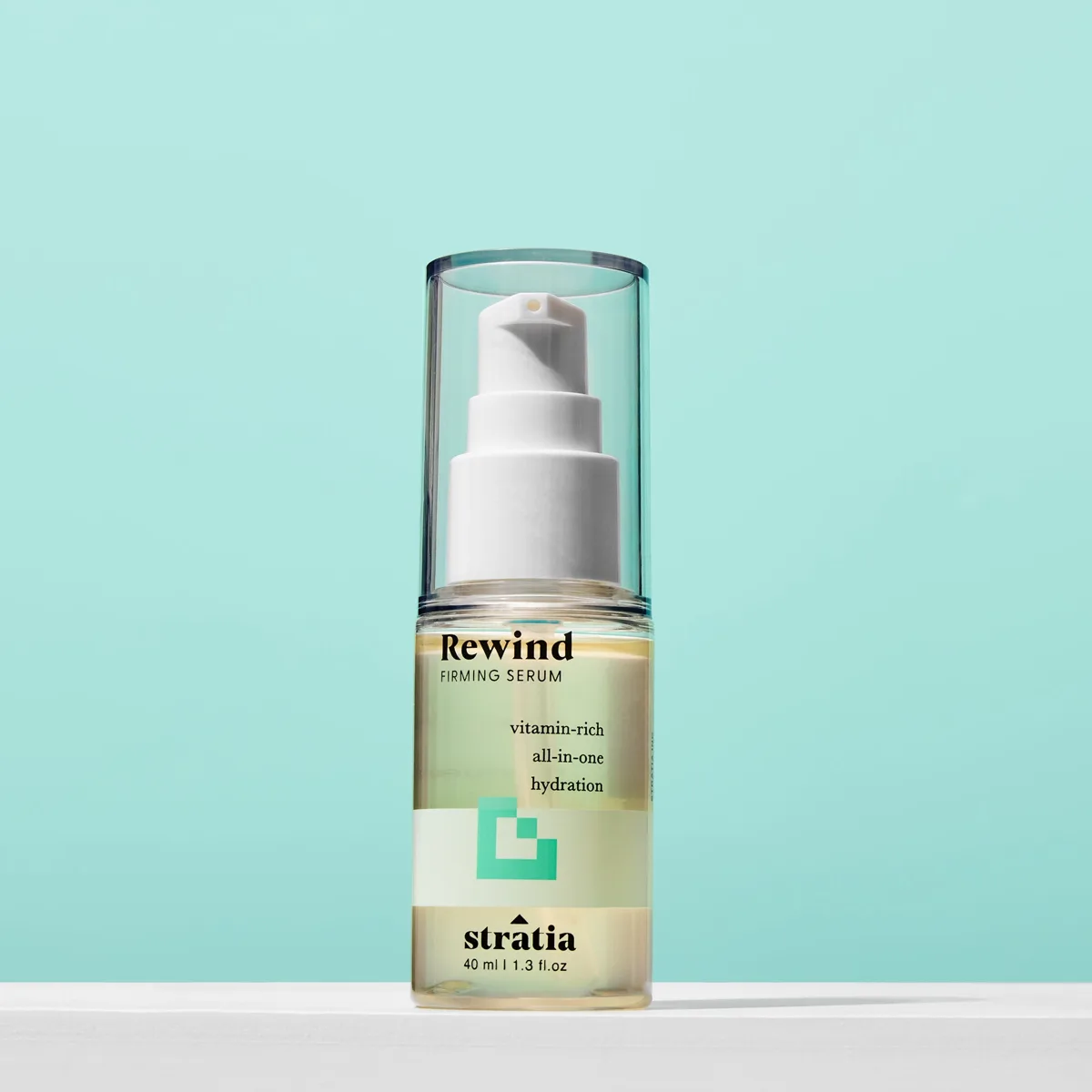 Stratia Rewind Hydrating and Brightening Serum pump bottle
