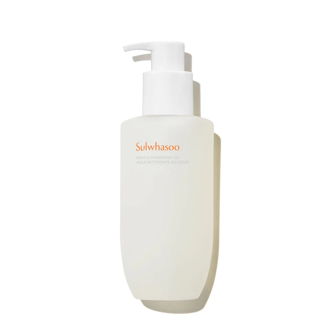 Sulwhasoo Gentle Cleansing Oil in an amber glass bottle with pump dispenser
