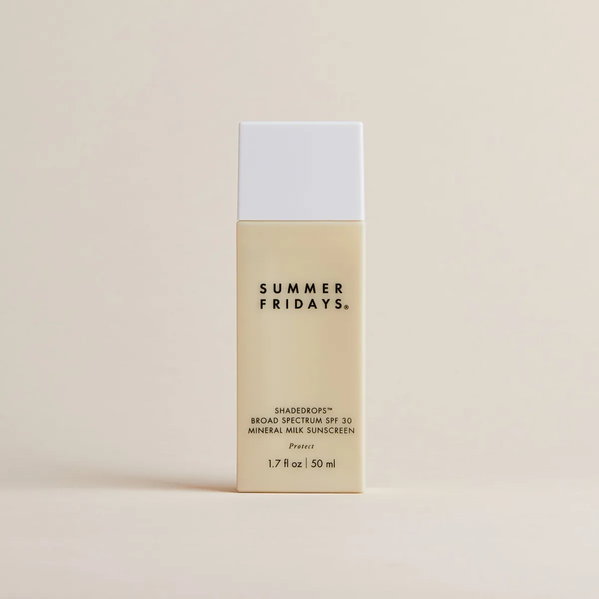Summer Fridays ShadeDrops Mineral Milk Sunscreen SPF 30 squeeze tube with milky formula