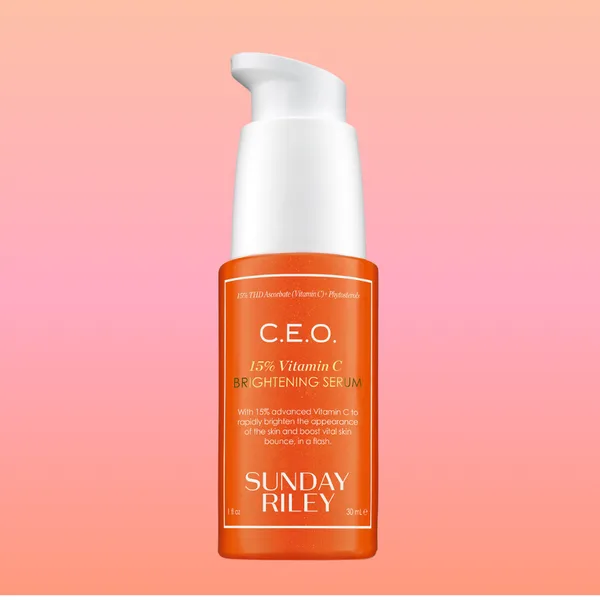 Sunday Riley C.E.O. 15% Vitamin C Brightening Serum white pump bottle