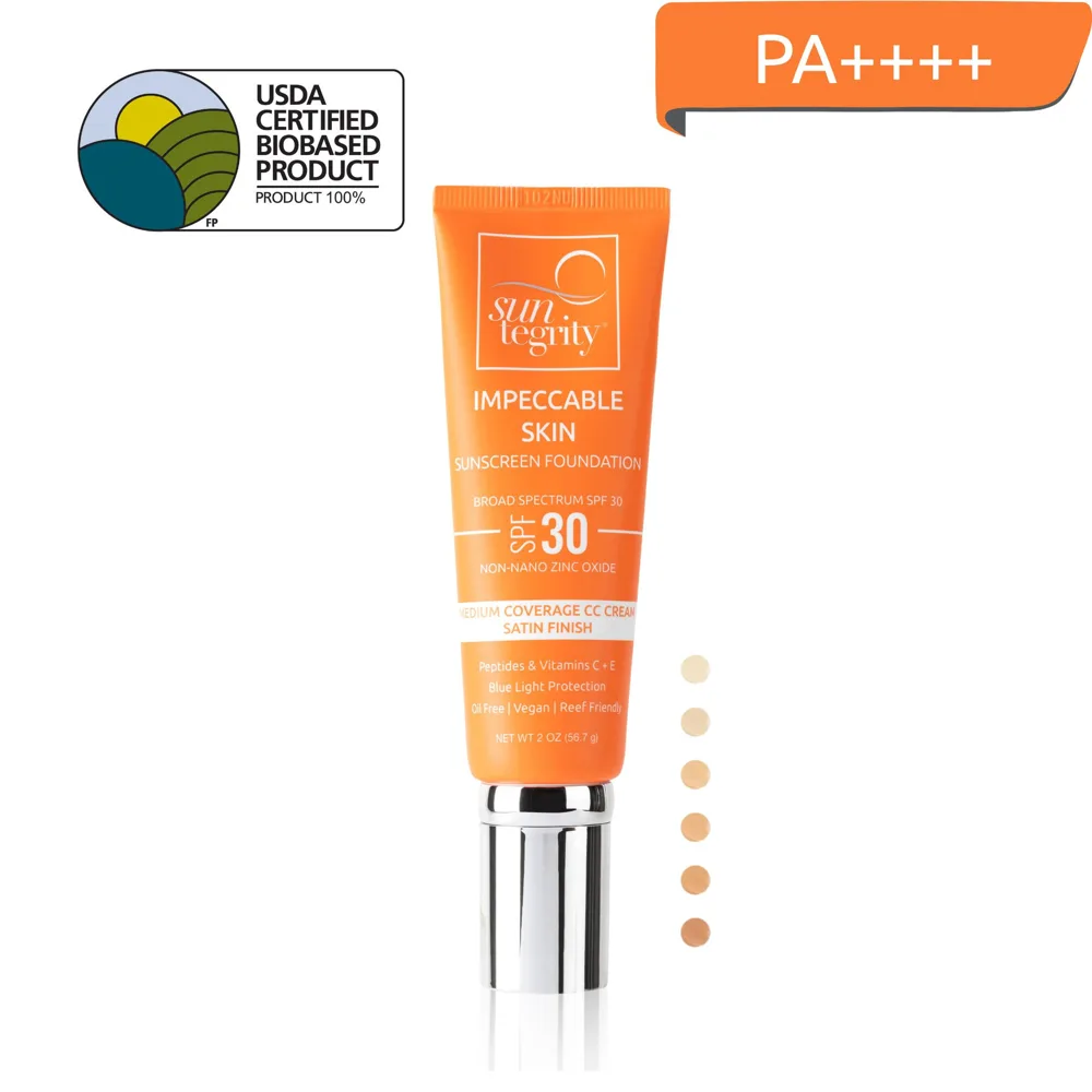 Suntegrity Impeccable Skin Moisturizing Face Sunscreen SPF 30 tube in clean beauty packaging