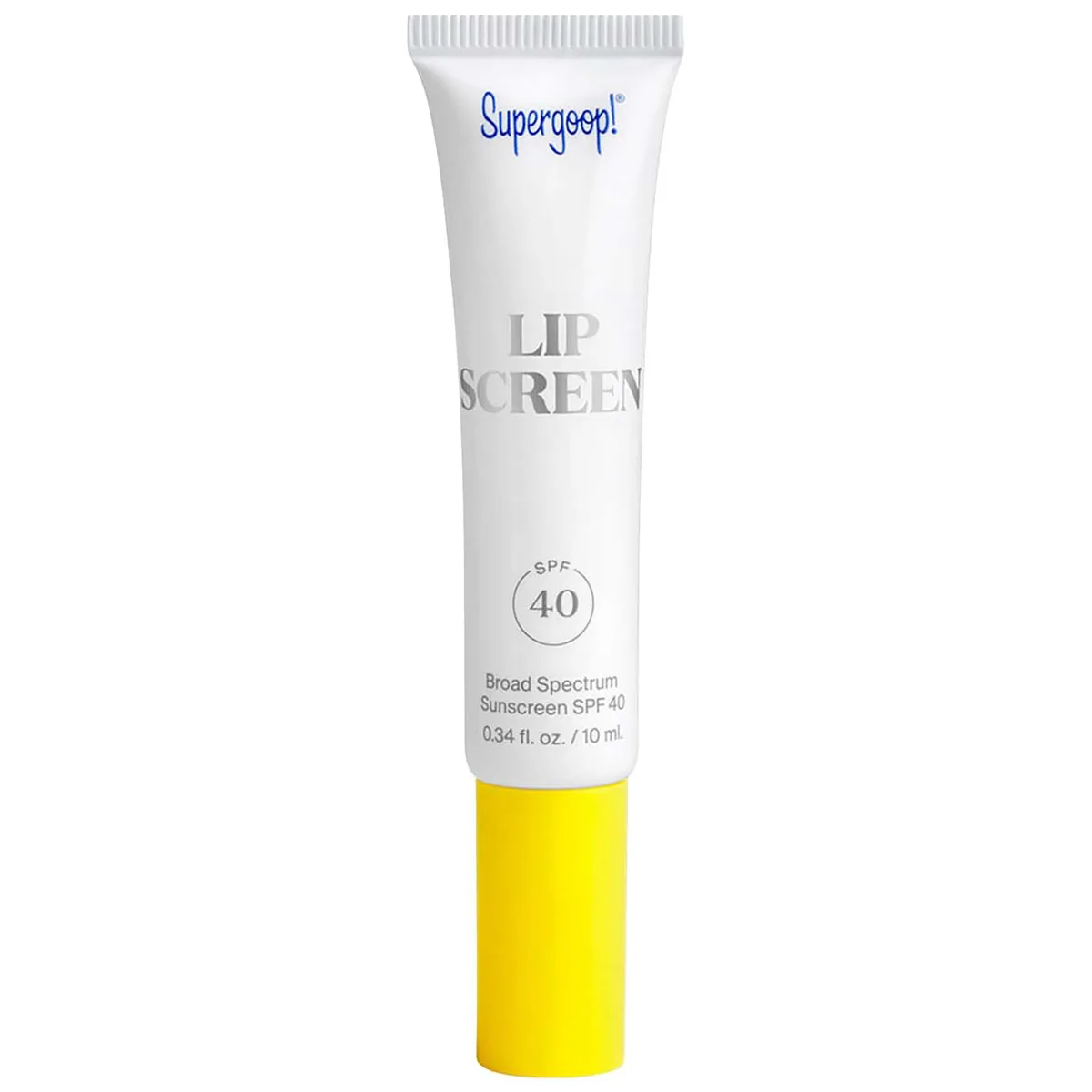 Supergoop Lipscreen Lip Gloss SPF 40 clear lip gloss tube with doe-foot applicator