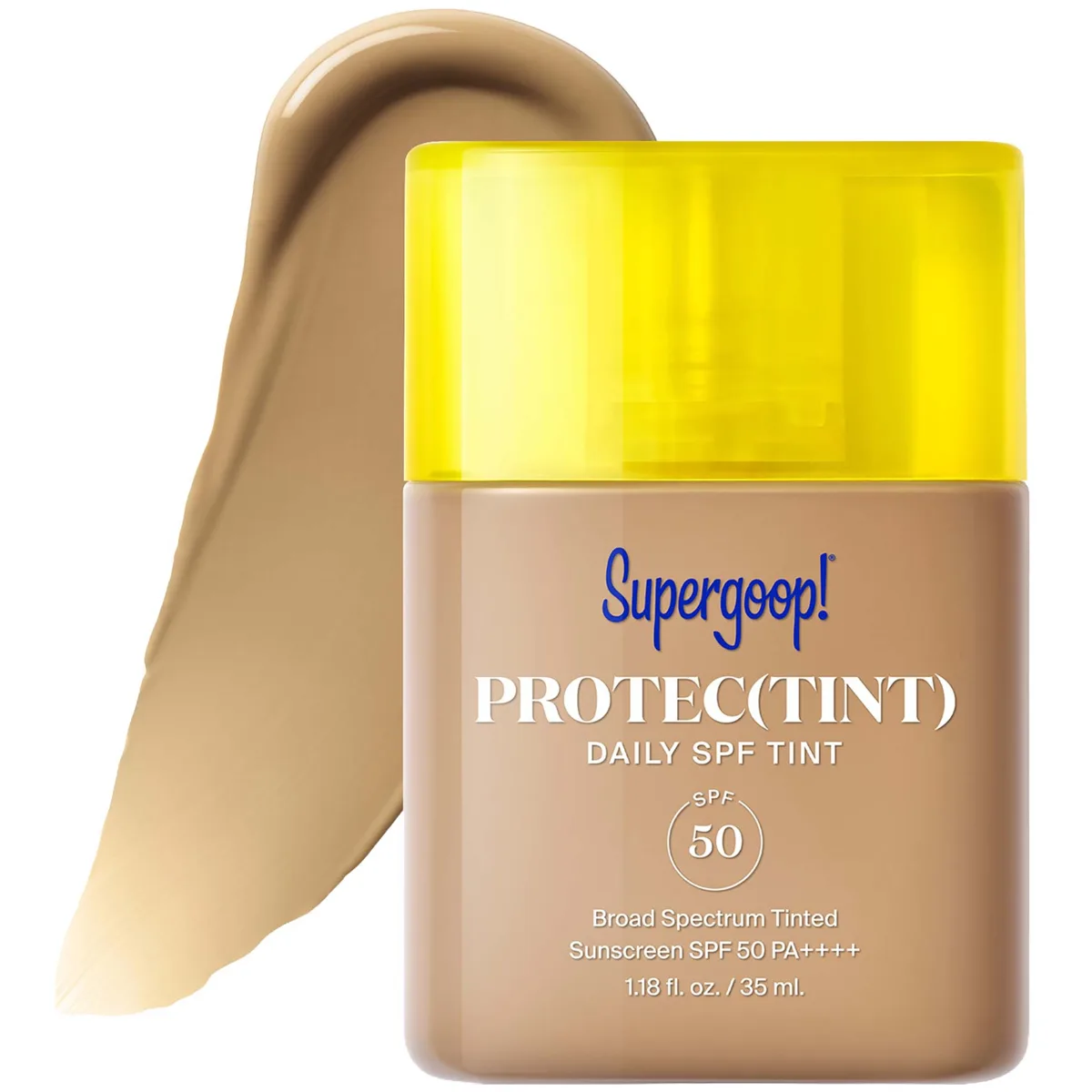 Supergoop! Protec(tint) Daily SPF Tint SPF 50 clear squeeze tube with tinted sunscreen