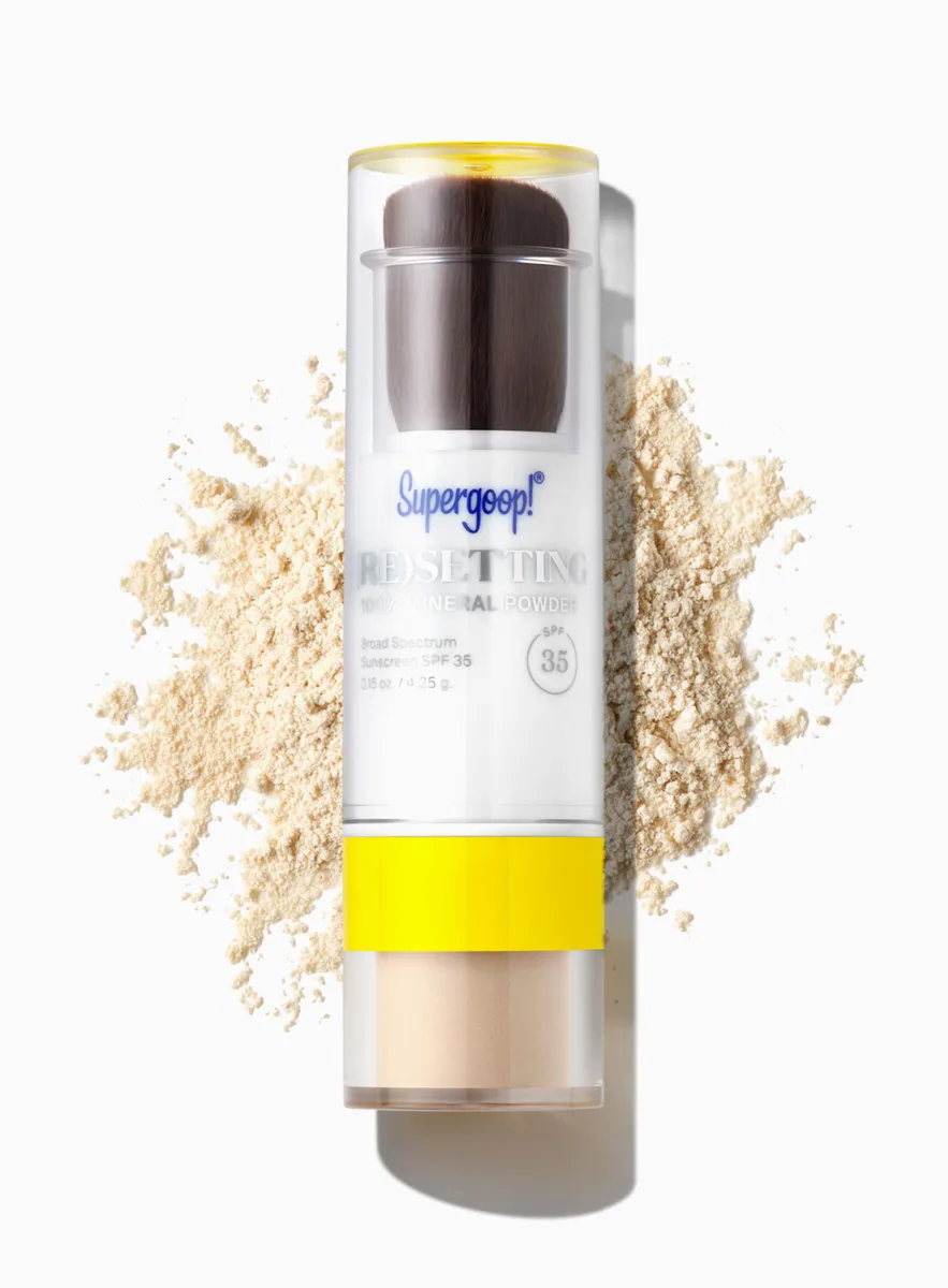 Supergoop (Re)setting 100% Mineral Powder SPF 35 twist-up brush applicator