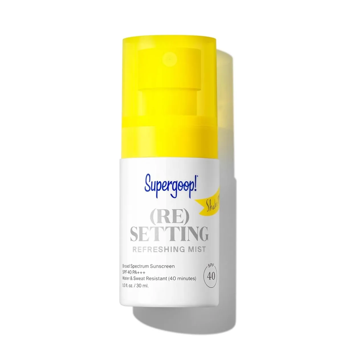 Supergoop! RE:SETTING Refreshing Mist SPF 40 spray bottle facial sunscreen mist