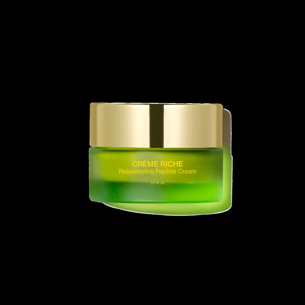 Tata Harper Creme Riche Anti-Aging Peptide Night Cream 50ml glass jar with signature green luxury packaging