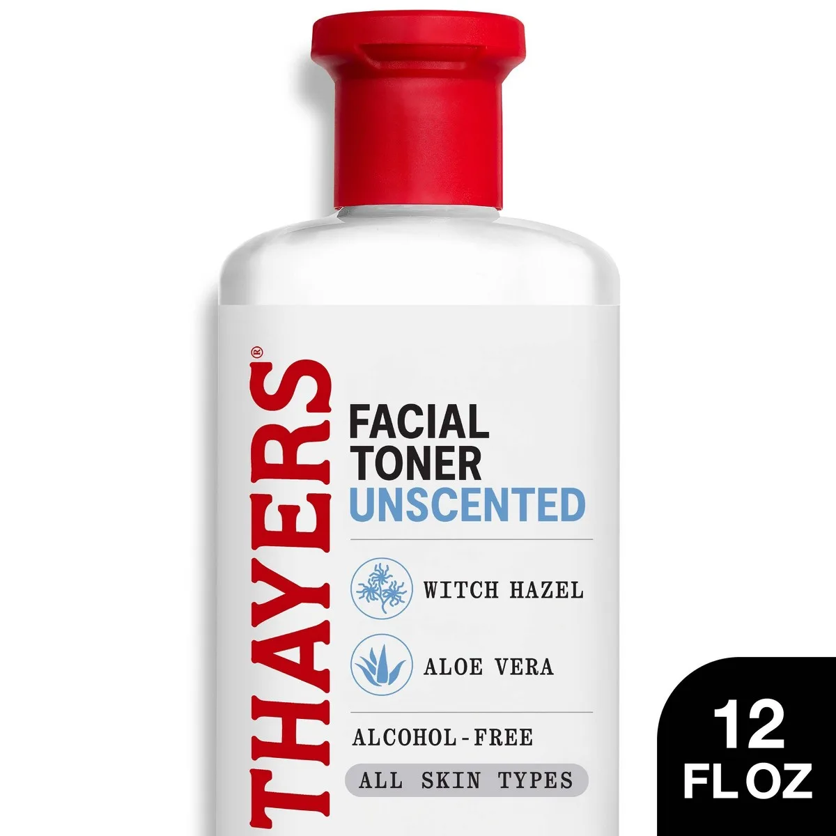 Thayers Unscented Facial Toner with Witch Hazel in 12 oz plastic bottle