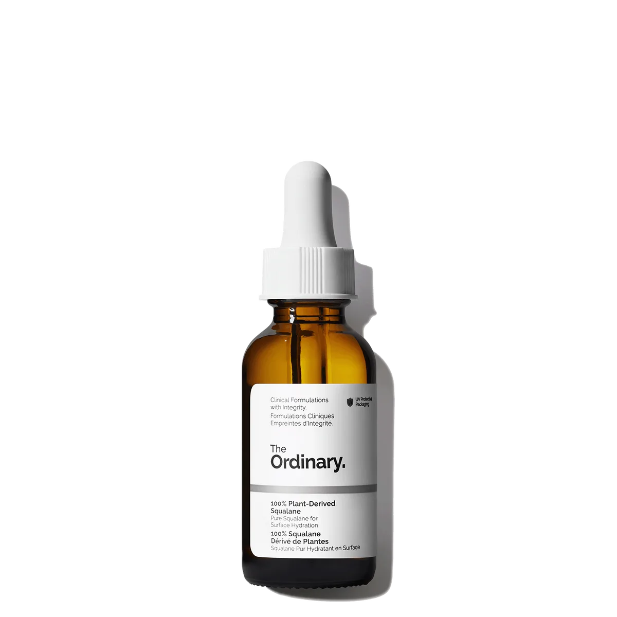 The Ordinary 100% Plant-Derived Squalane in amber glass dropper bottle
