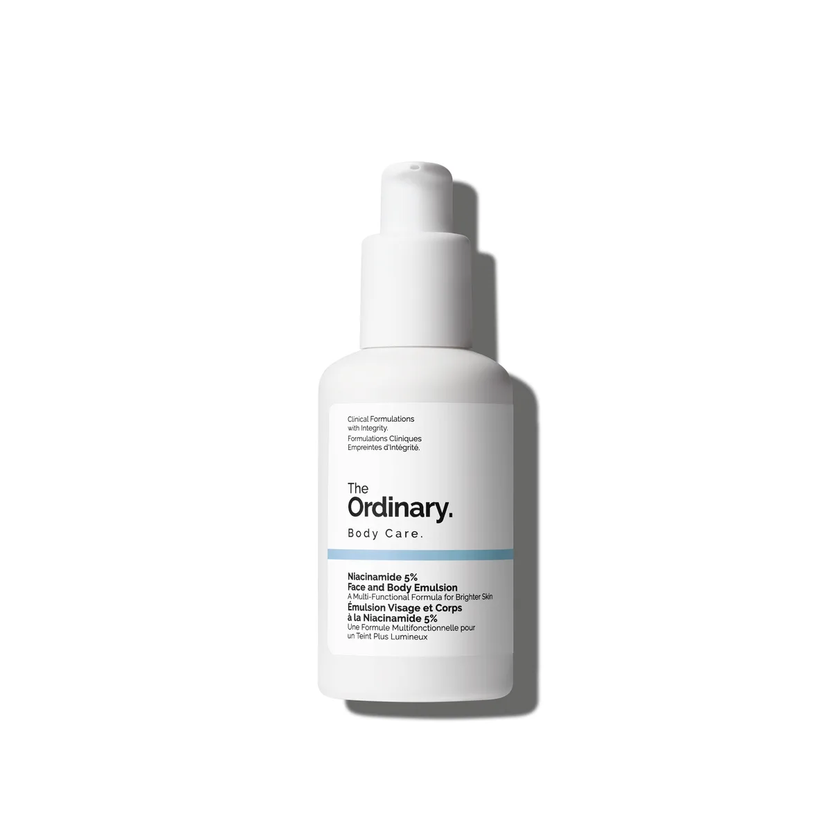 The Ordinary Niacinamide 5% Face and Body Emulsion 100 mL white pump bottle
