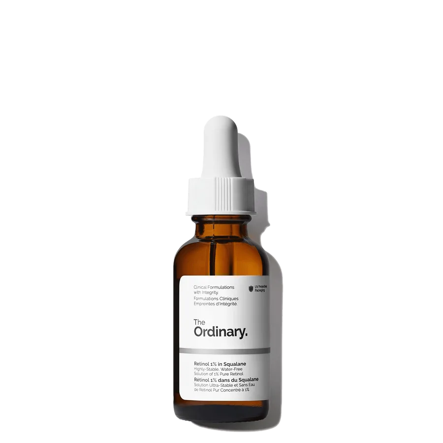 The Ordinary Retinol 1% in Squalane amber glass dropper bottle