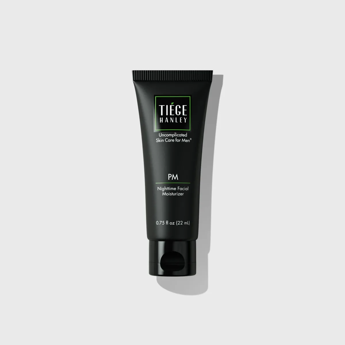 Tiege Hanley PM Moisturizer in a minimalist squeeze tube