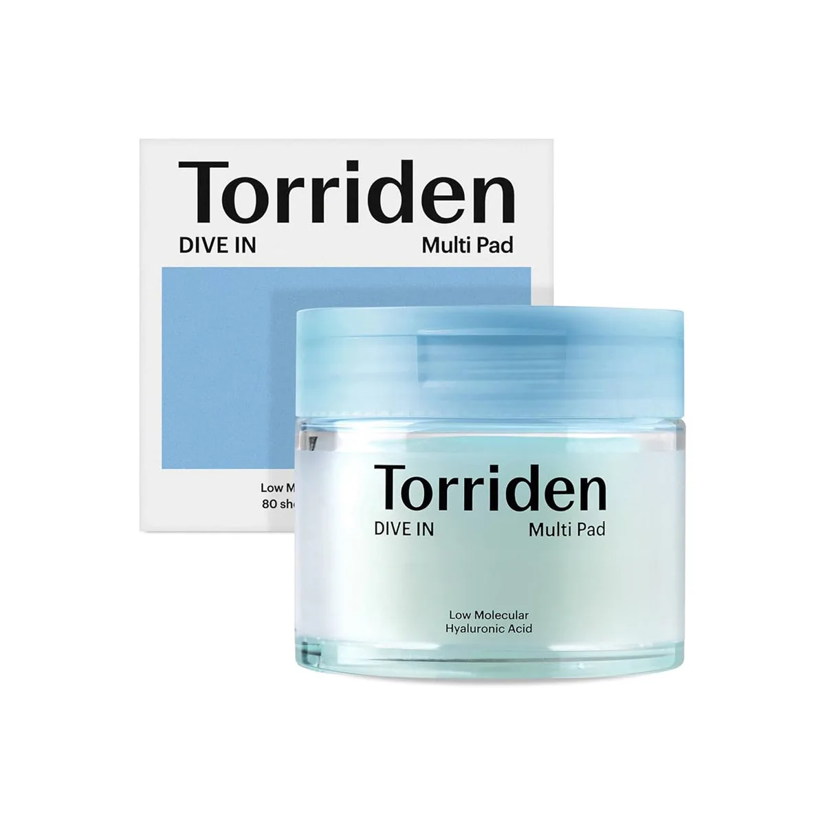 Torriden DIVE-IN Low Molecule Hyaluronic Acid Multi Pad jar with 80 pre-soaked toner pads