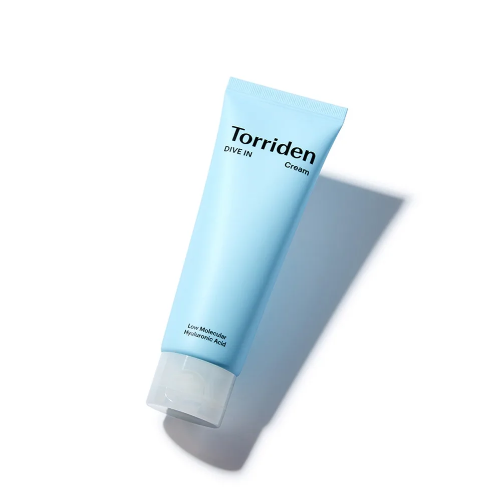 Torriden DIVE-IN Watery Cream 80ml white pump tube with blue accents