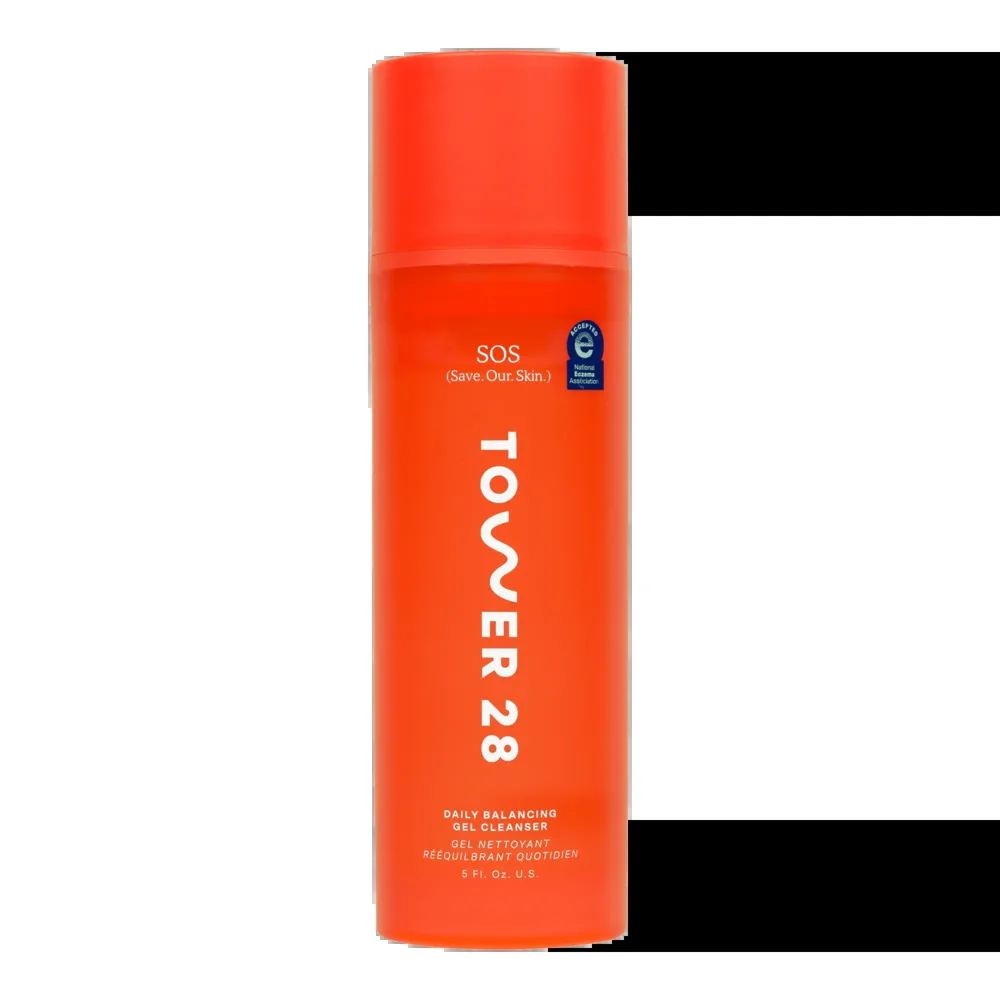 Tower 28 SOS Daily Balancing Gel Cleanser 150ml clear pump bottle