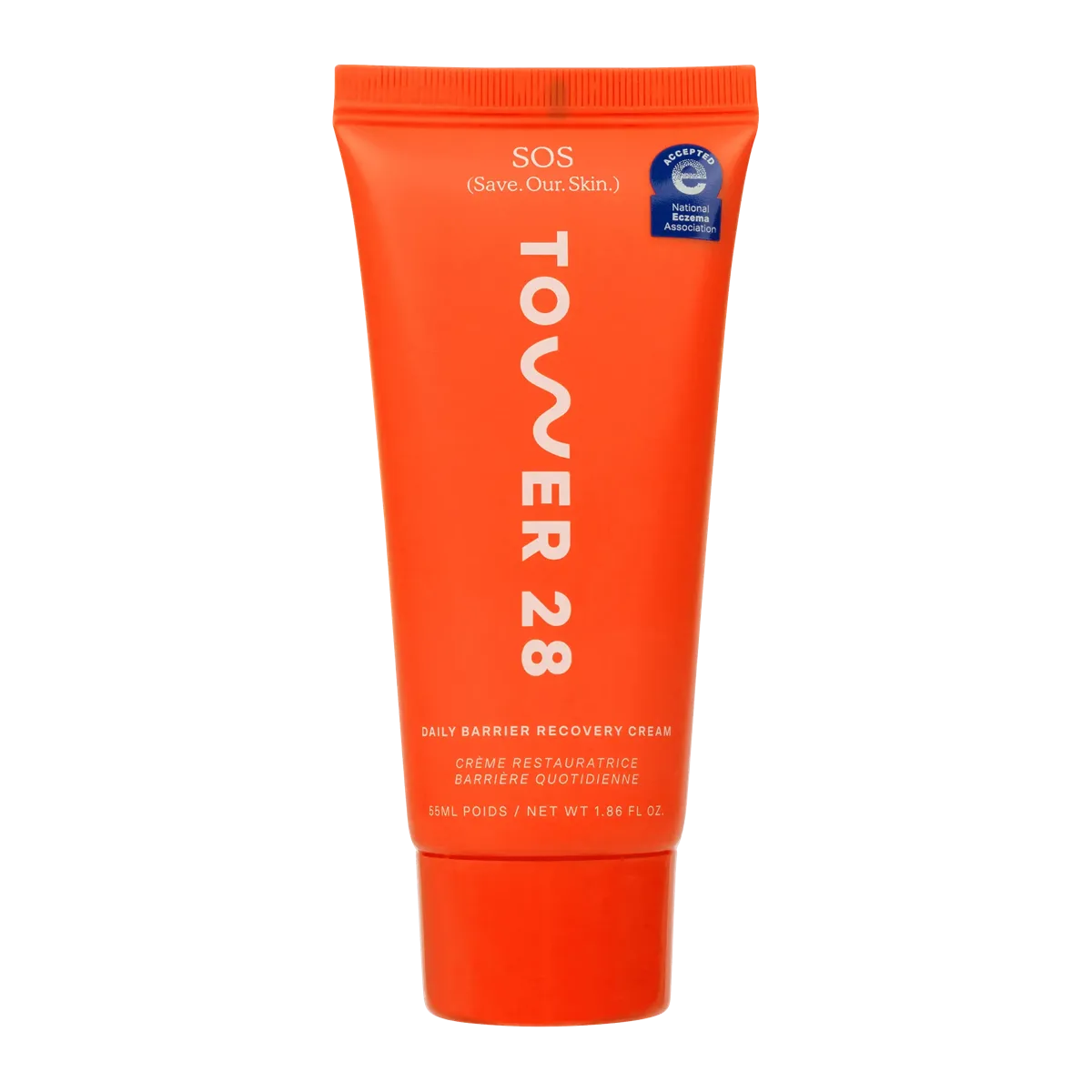 Tower 28 SOS Save Our Skin Daily Moisturizer white jar with barrier recovery cream