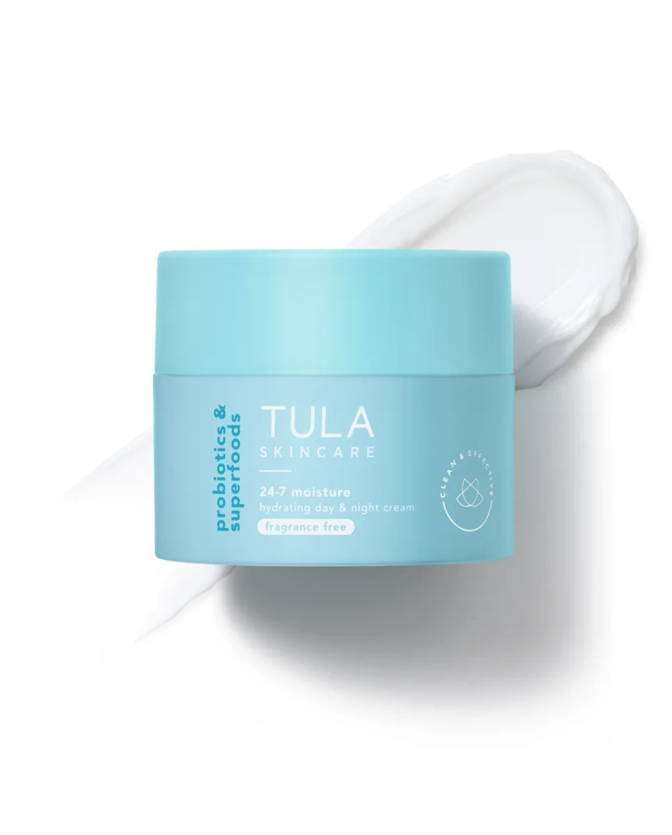 Tula Skincare No Surprises Oil-Free Gel Moisturizer pearl blue jar