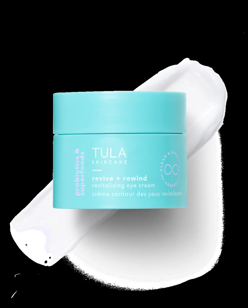 Tula Revive + Rewind Revitalizing Eye Cream glass jar