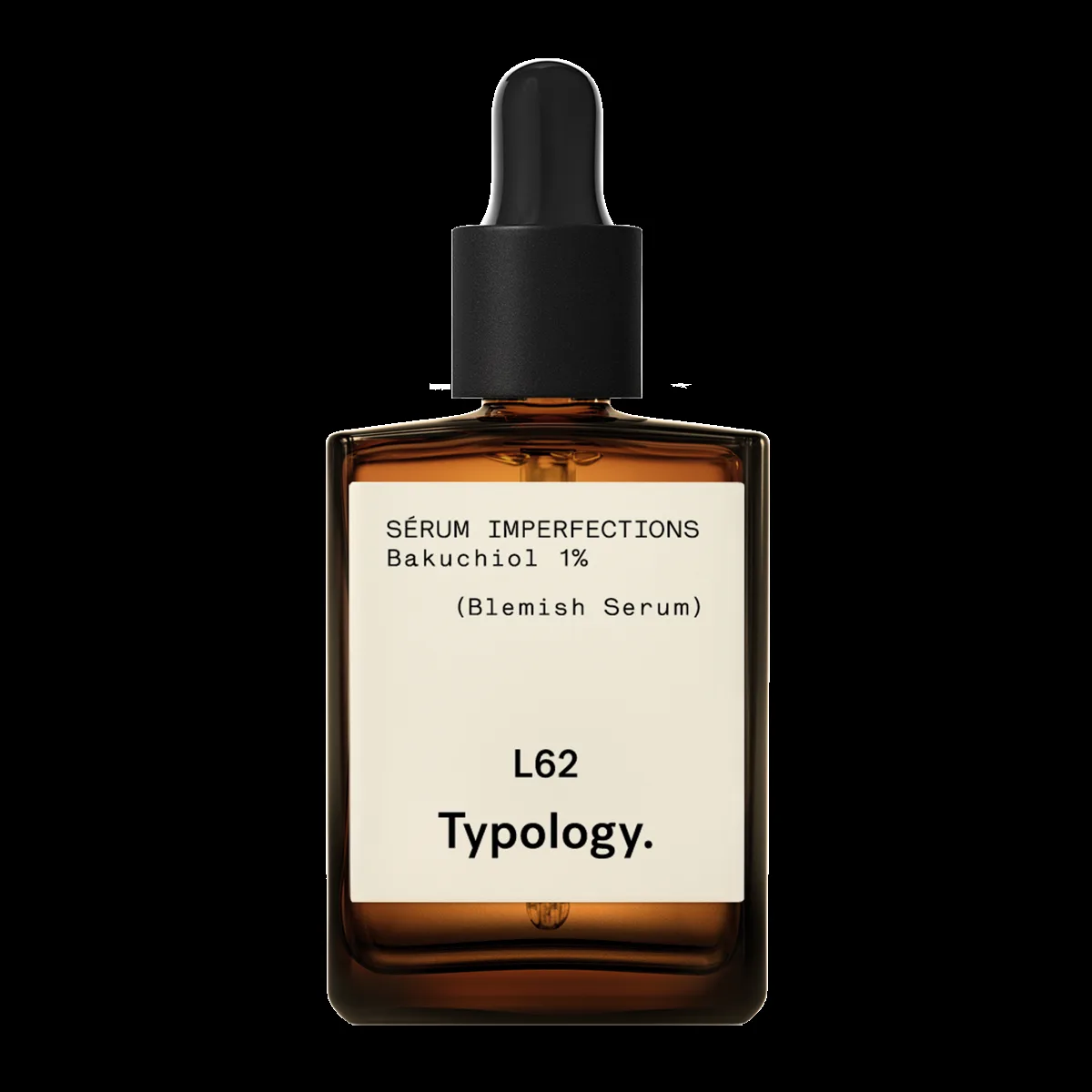 Typology Bakuchiol Retinol-Like Serum in a 30ml amber glass dropper bottle