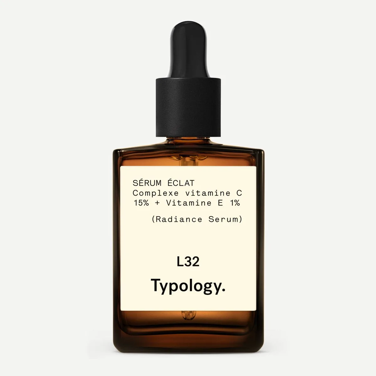 Typology Vitamin C Serum in a 30ml amber glass dropper bottle