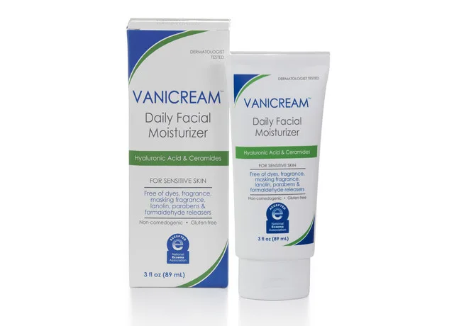 Vanicream Daily Facial Moisturizer white tube with blue and red branding