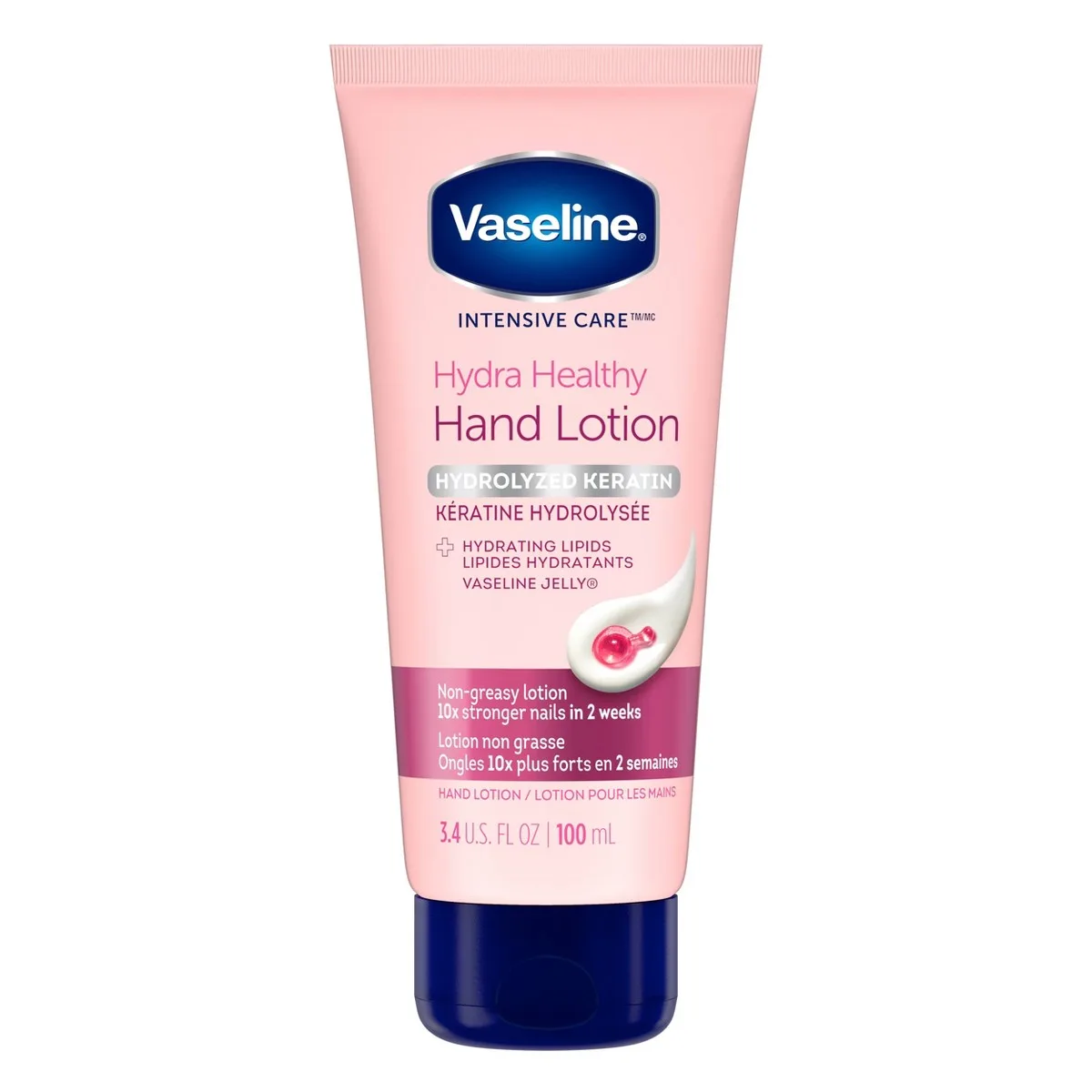 Vaseline Healthy Hands Stronger Nails Hand Cream 3.4 oz white squeeze tube