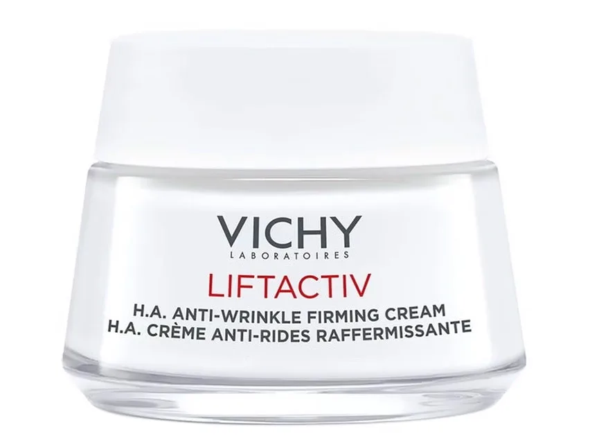 Vichy LiftActiv Supreme Anti-Wrinkle Cream in white jar with Vichy branding, 50 mL