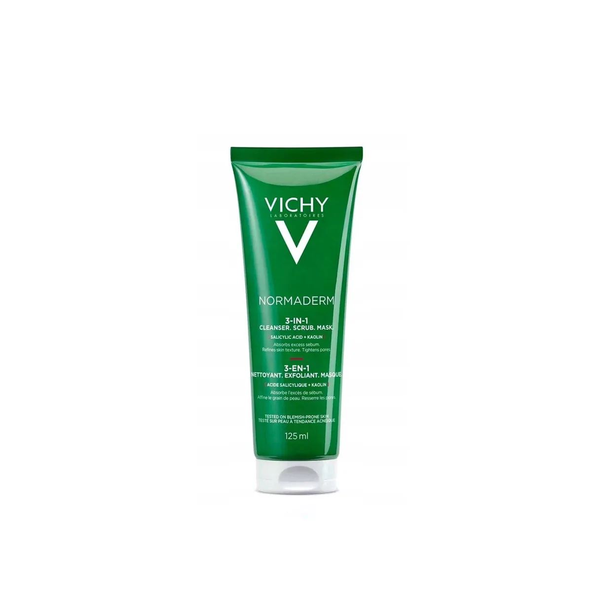 Vichy Normaderm 3-in-1 Cleanser + Scrub + Mask green squeeze tube 125 mL
