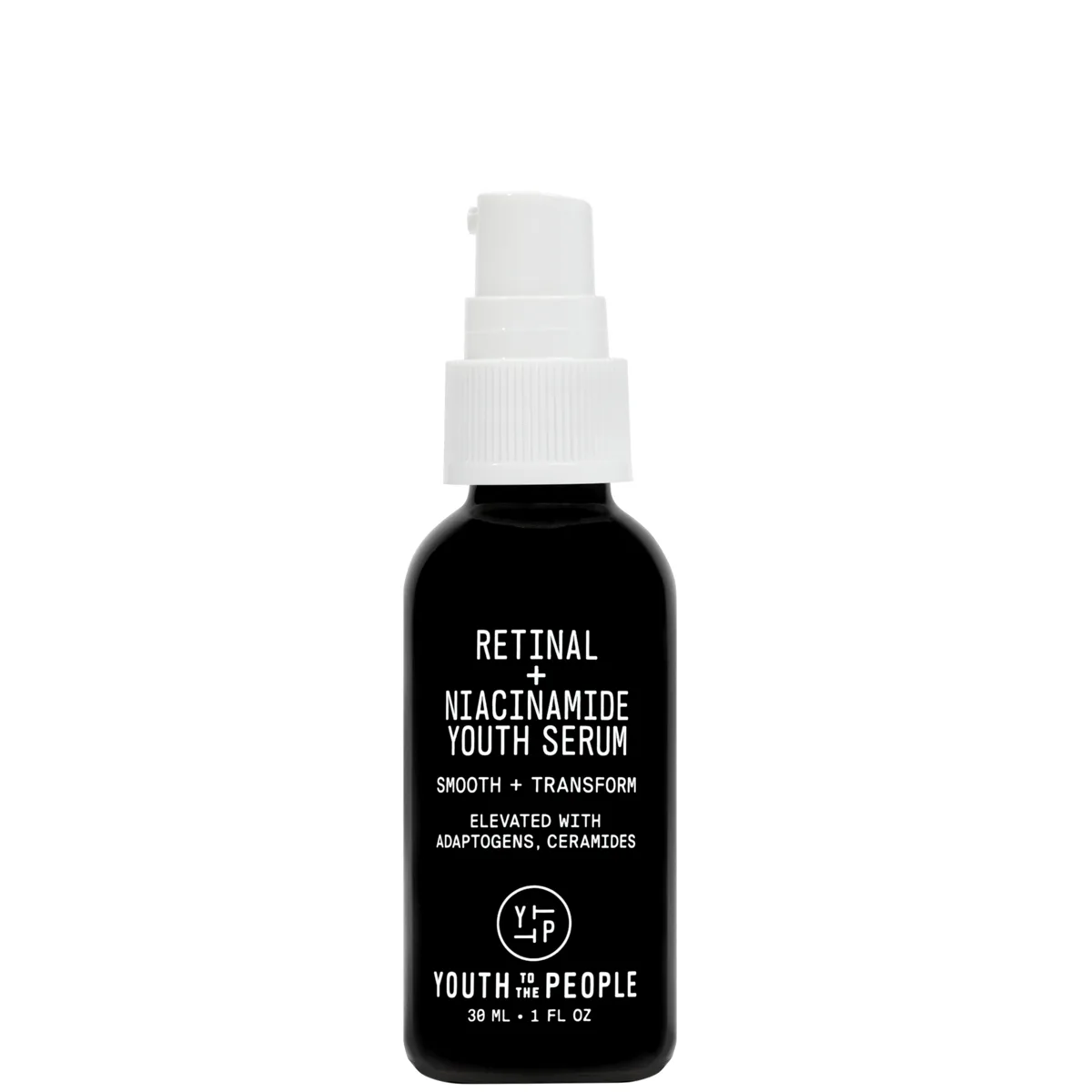 Youth to the People Retinal + Niacinamide Youth Serum dark glass pump bottle