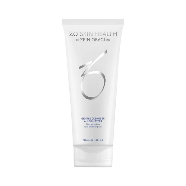 ZO Skin Health Gentle Cleanser in a white tube with blue ZO branding