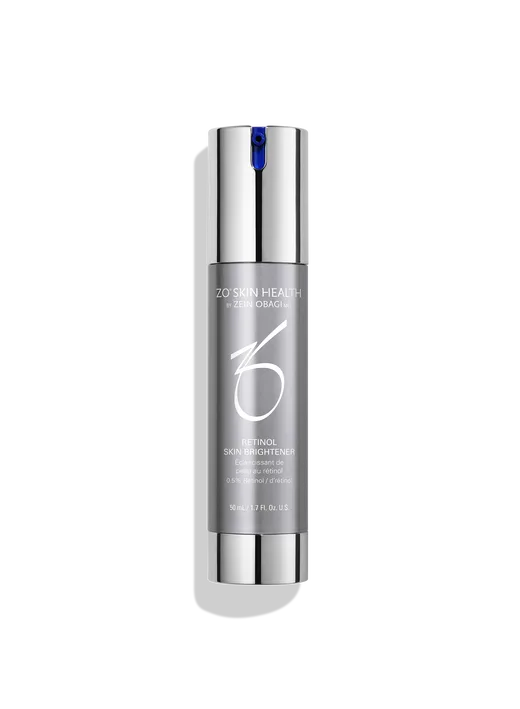 ZO Skin Health Retinol Skin Brightener 0.5% pump bottle with clinical white and gray packaging